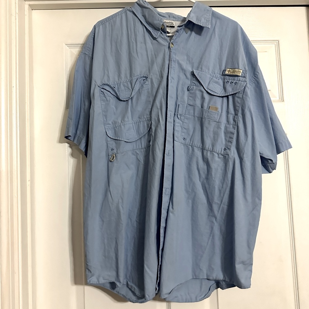 Men's Columbia PFG Outdoor/Fishing Shirt - Size XL - Light Powder Blue 🌊